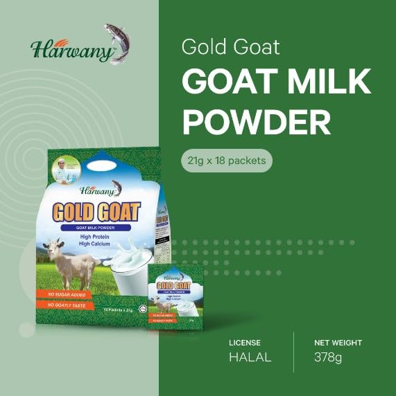 Harwany Gold Goat Goat Milk Powder (18s x 21g) 378g - Goats milk is highly nutritious, contains essential vitamins and minerals (and higher amounts of potassium, iron and vit A than cows’ milk - Image 3